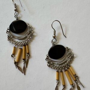 Artisan Black and Silver Dangle Earrings